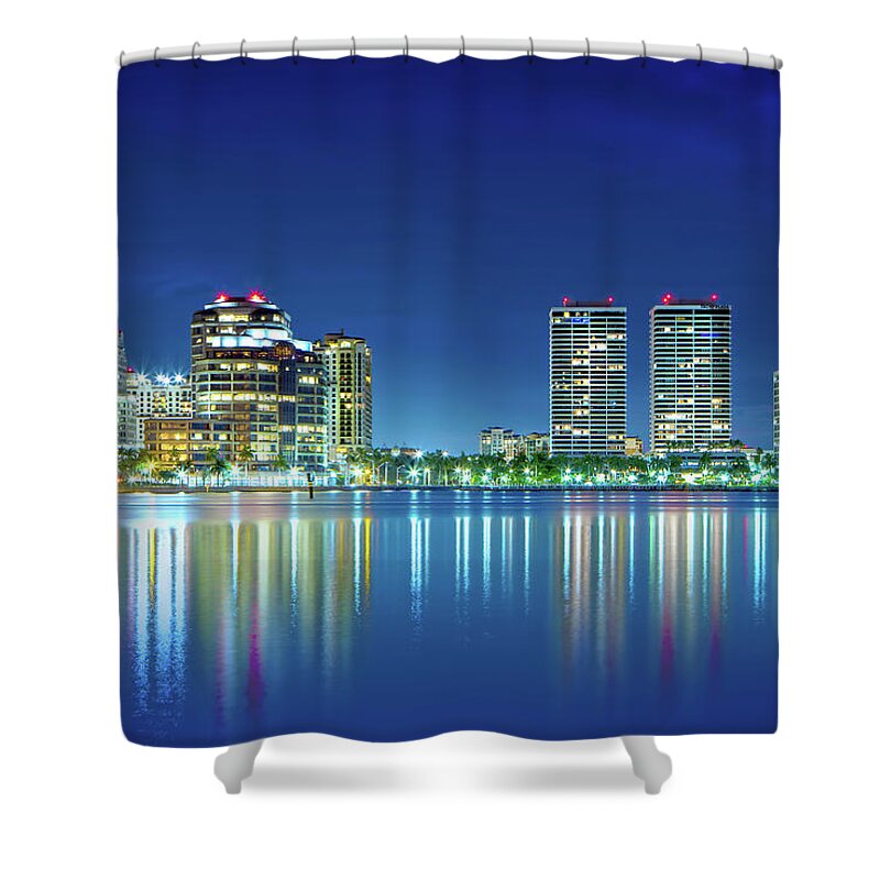 West Palm Skyline Shower Curtain featuring the photograph Downtown West Palm Beach by Mark Andrew Thomas