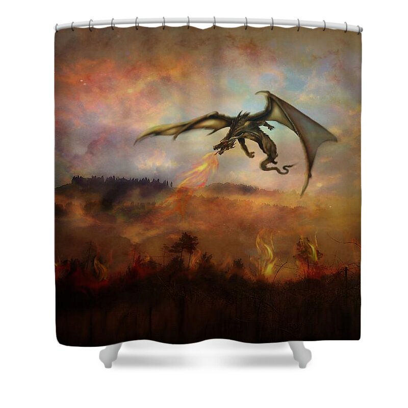 Dragon Shower Curtain featuring the digital art Dracarys by Lilia D