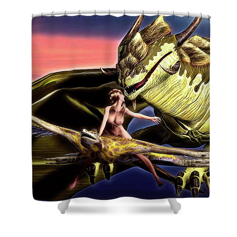 Dragons Shower Curtain featuring the photograph Dragon Chase by Jon Volden