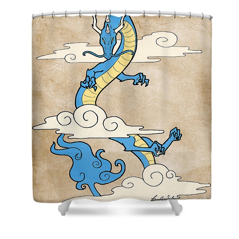 Dragon Shower Curtain featuring the digital art Dragon Cloud by Brandy Woods