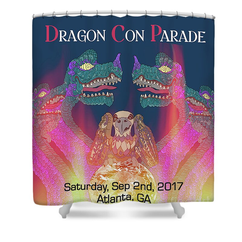 Dragon Shower Curtain featuring the digital art Dragon Con Parade by Megan Dirsa-DuBois