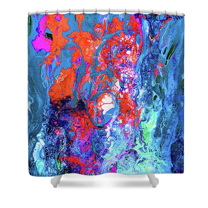 Red Shower Curtain featuring the painting Dragon dreams by Sarabjit Singh