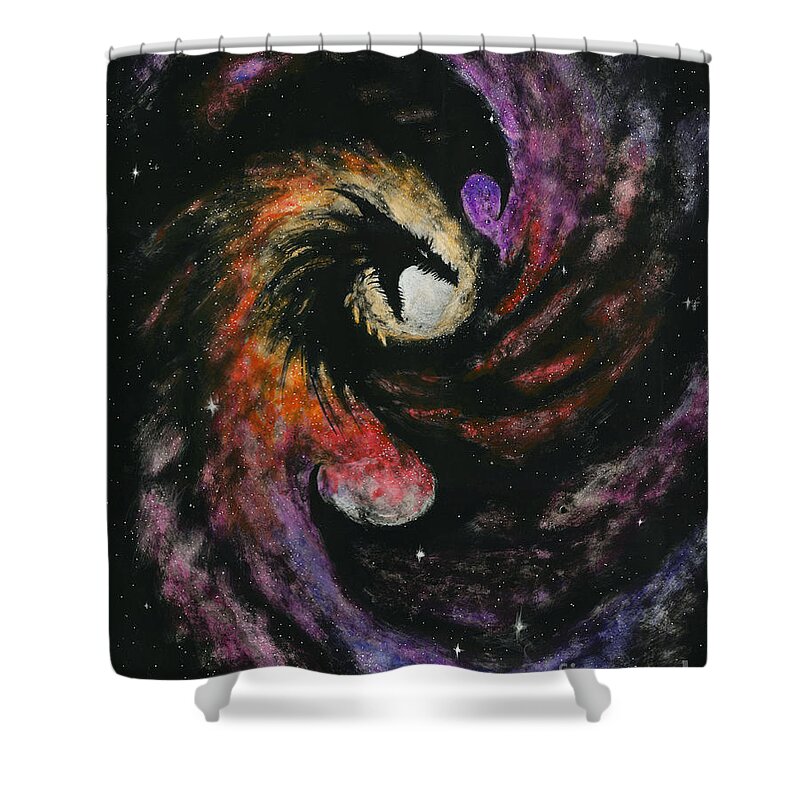 Dragon Shower Curtain featuring the painting Dragon Galaxy by Stanley Morrison