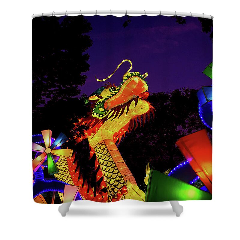 Phil Welsher Shower Curtain featuring the photograph Dragon In The Night by Phil Welsher