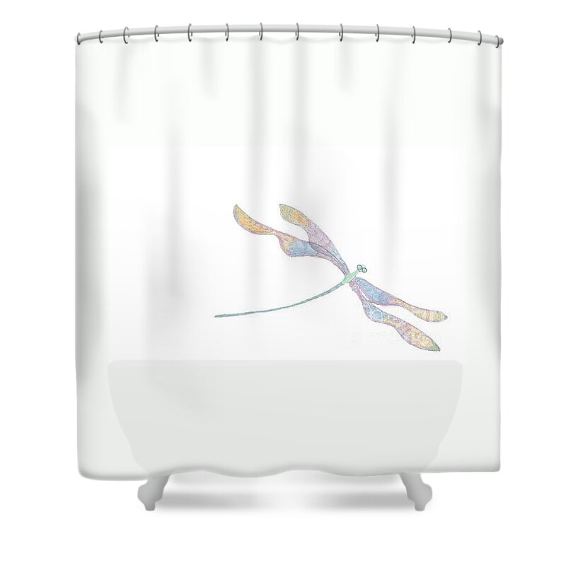Dragonfly Shower Curtain featuring the digital art Dragonfly by Heather Hennick