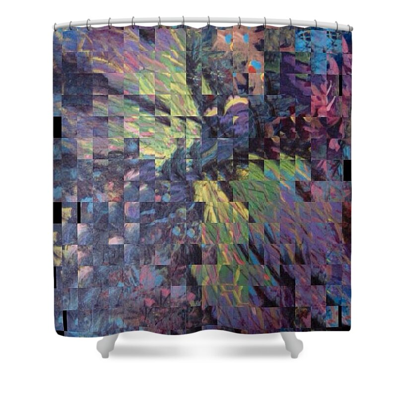 Abstracts Shower Curtain featuring the digital art Dragonfly shattered 1 by Megan Walsh