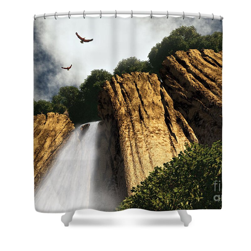 Canyon Shower Curtain featuring the digital art Dragons Den Canyon by Richard Rizzo