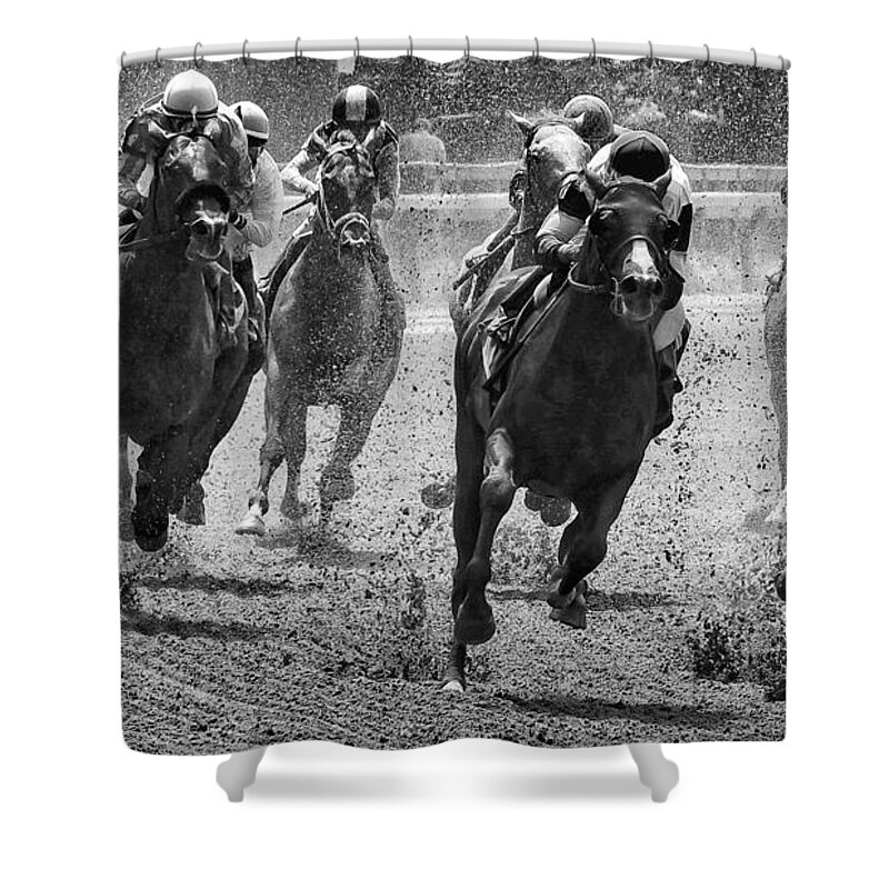 Horses Shower Curtain featuring the photograph Drama by Jeffrey PERKINS