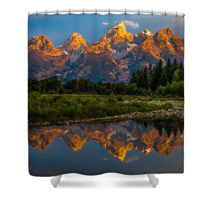 Canyon Shower Curtain featuring the photograph Dramatic Grand Teton Sunrise by Serge Skiba