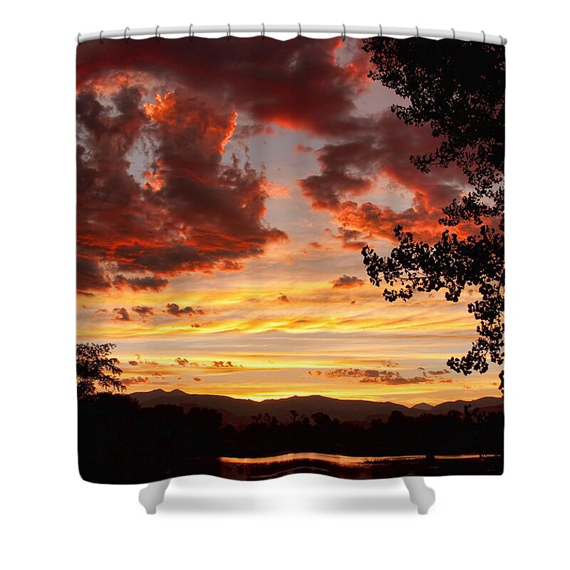 Gold Shower Curtain featuring the photograph Dramatic Sunset Reflection by James BO Insogna