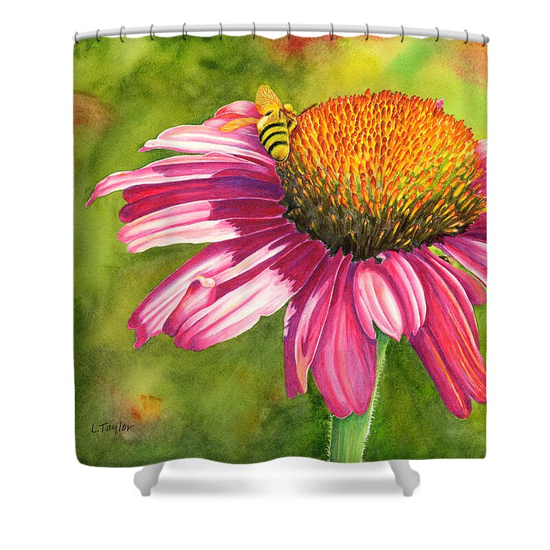 Large Floral Shower Curtain featuring the painting Drawn In by Lori Taylor