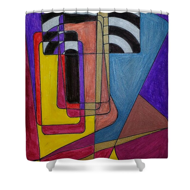 Geometric Art Shower Curtain featuring the glass art Dream 116 by S S-ray