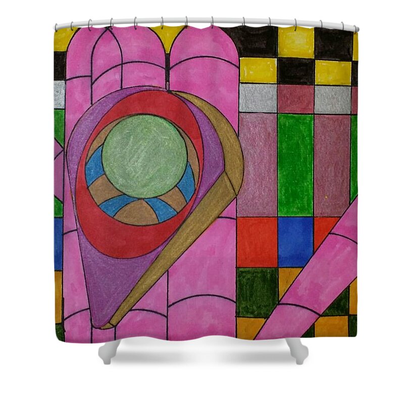 Geometric Art Shower Curtain featuring the glass art Dream 130 by S S-ray