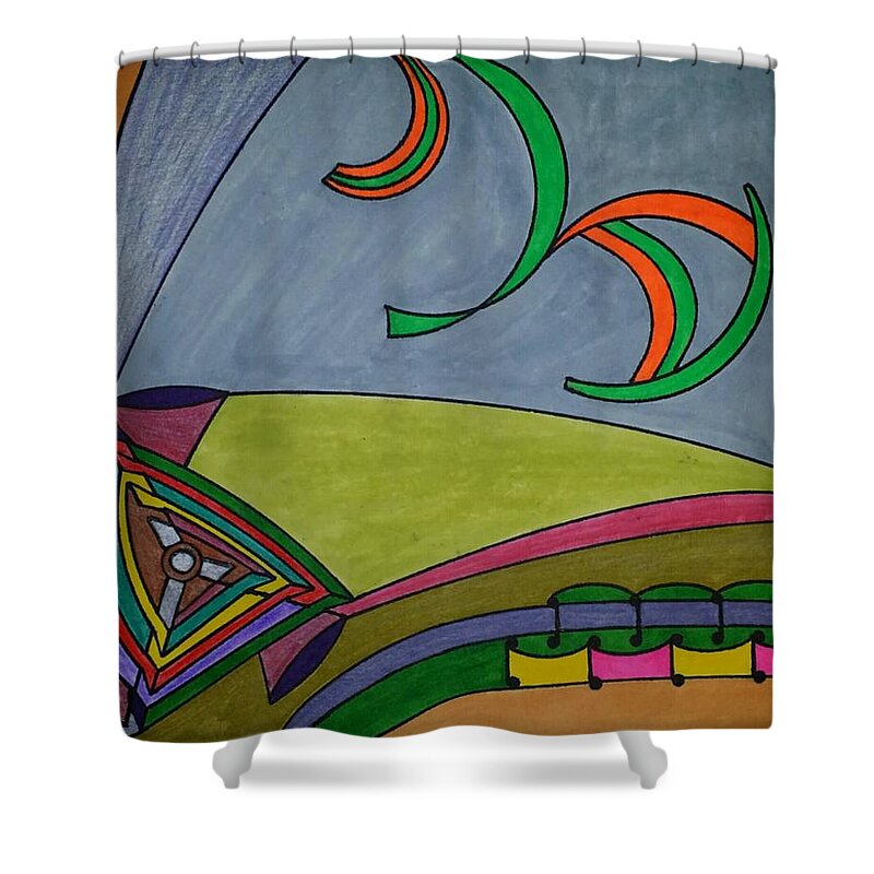 Geometric Art Shower Curtain featuring the glass art Dream 230 by S S-ray