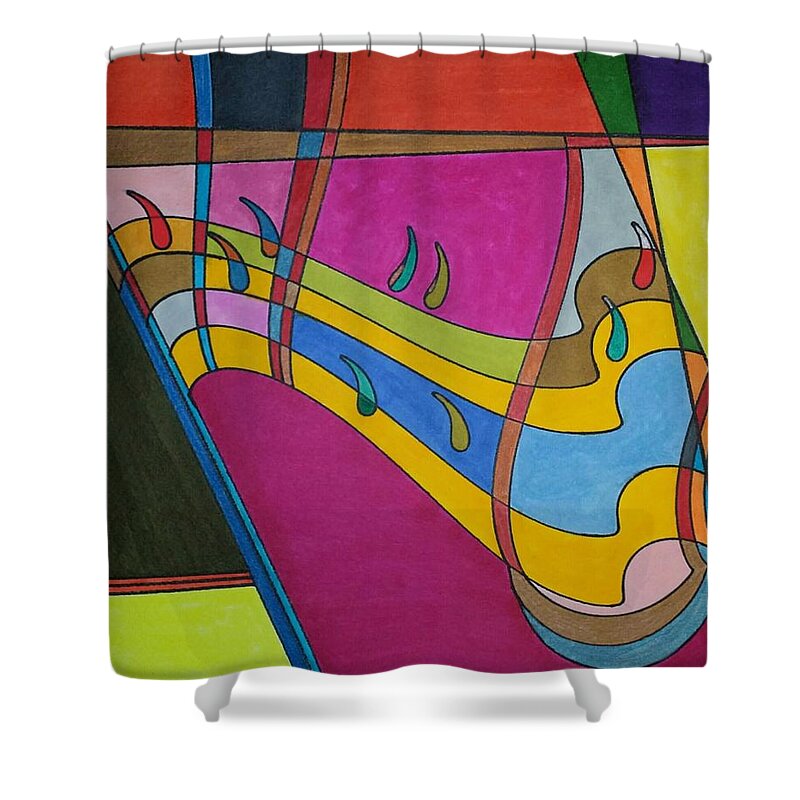 Geometric Art Shower Curtain featuring the glass art Dream 265 by S S-ray