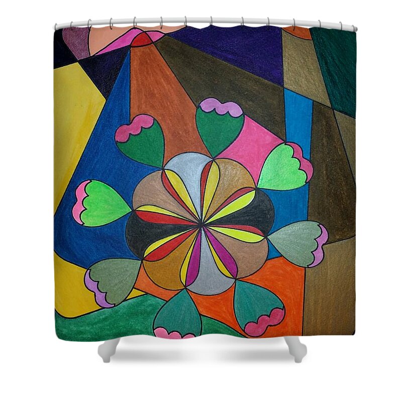 Geometric Art Shower Curtain featuring the painting Dream 302 by S S-ray