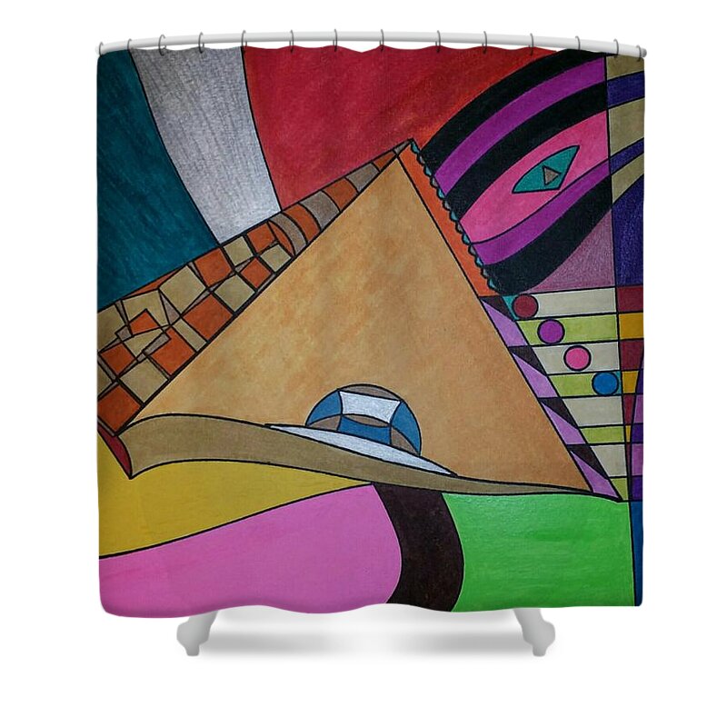 Geometric Art Shower Curtain featuring the painting Dream 304 by S S-ray