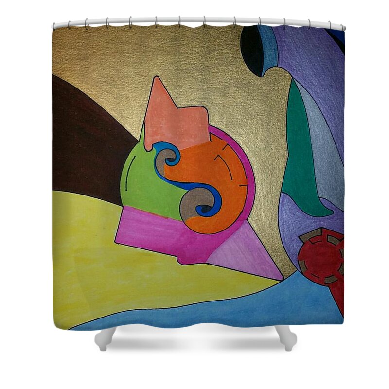 Geometric Art Shower Curtain featuring the painting Dream 310 by S S-ray