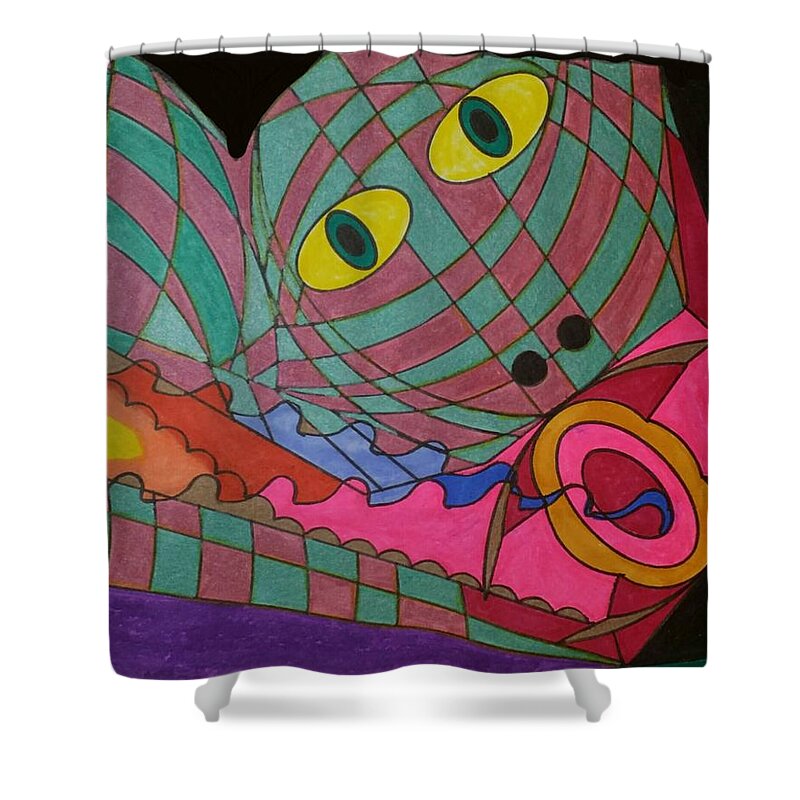 Geometric Art Shower Curtain featuring the glass art Dream 92 by S S-ray