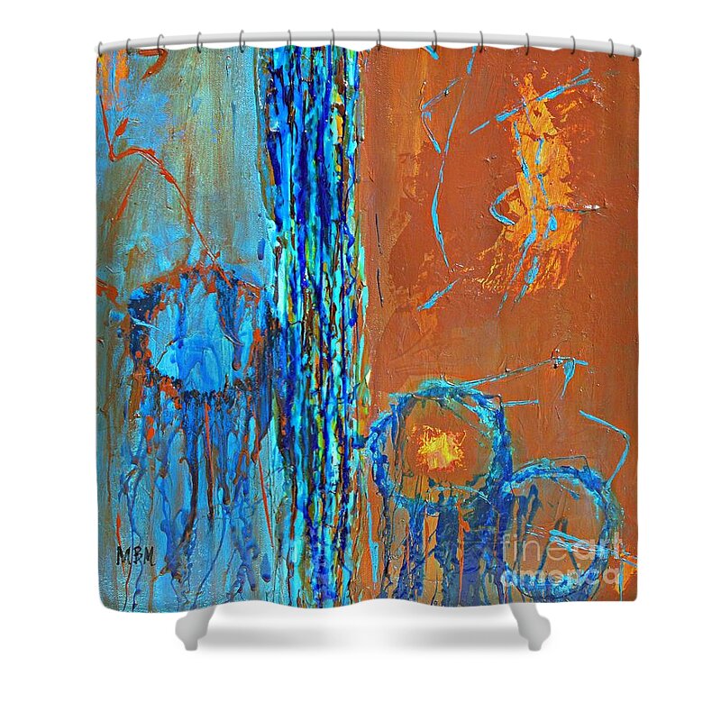 Abstract Shower Curtain featuring the painting Dream Catcher by Mary Mirabal