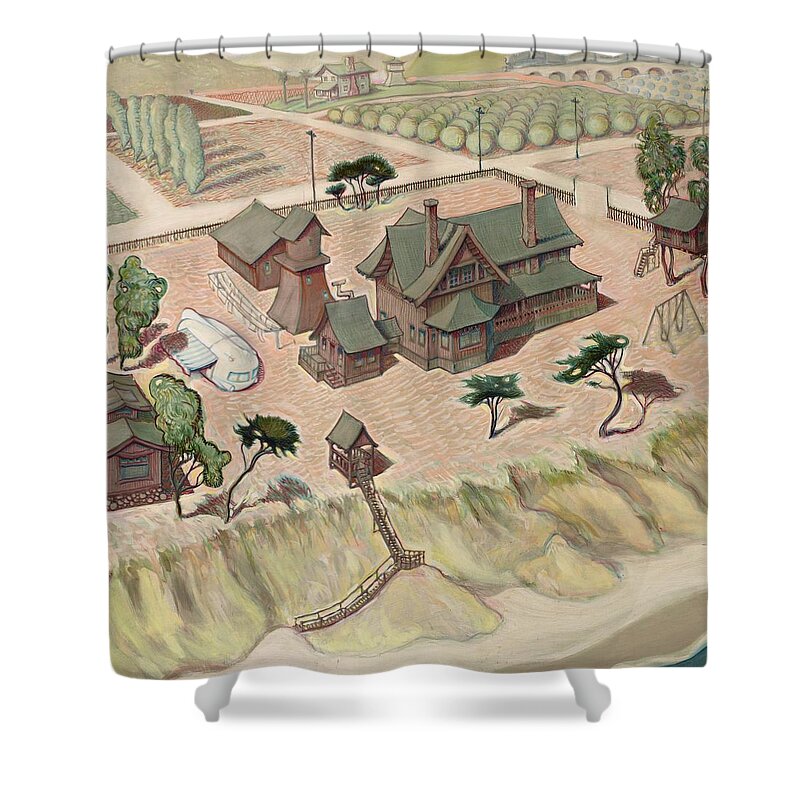 Coastal Home Shower Curtain featuring the painting Dream House by John Reynolds