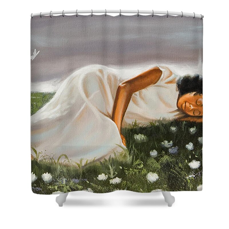 Sleep Shower Curtain featuring the painting Dream on the Horizon by Jerome White