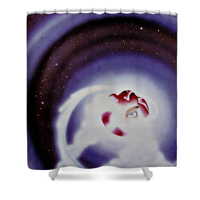 Space Painting Shower Curtain featuring the mixed media Dreaming by David Neace