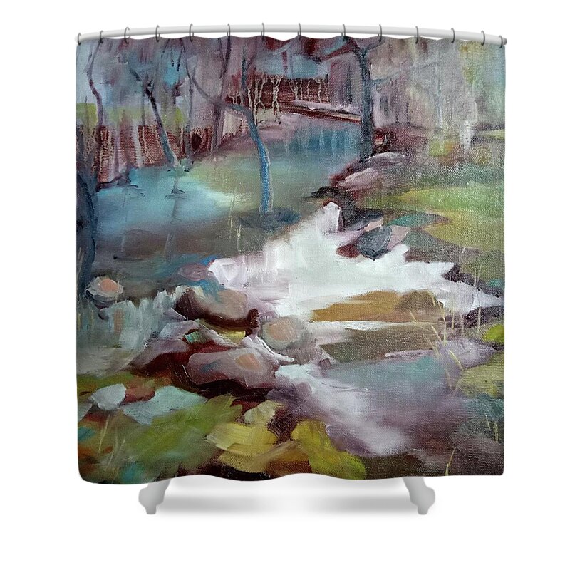  Shower Curtain featuring the painting Dreaming place by Kim PARDON