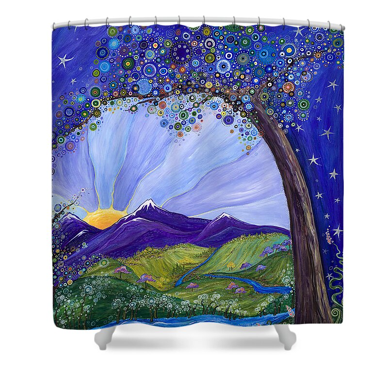 Moon Shower Curtain featuring the painting Dreaming Tree by Tanielle Childers