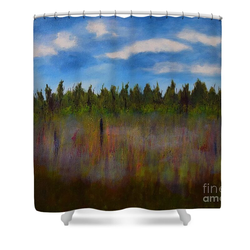  Shower Curtain featuring the painting Dreams by Barrie Stark