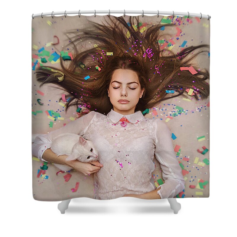 Girl Shower Curtain featuring the photograph Dreams Coming True. Unexpected Happiness by Inna Mosina