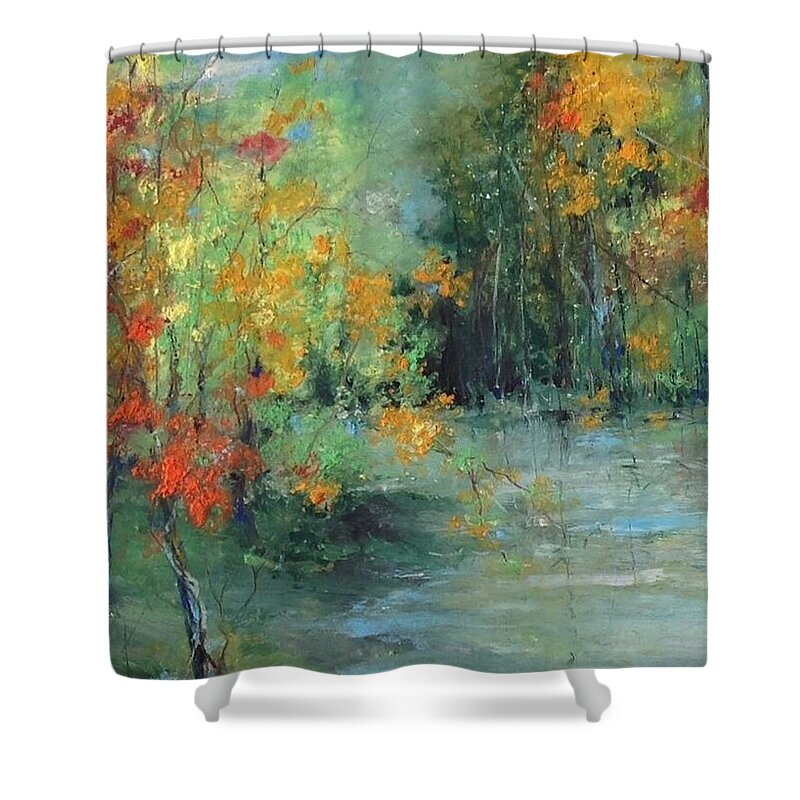  Shower Curtain featuring the painting Dreams Of Autumn #1 Paradise on Pontchartrain by Robin Miller-Bookhout