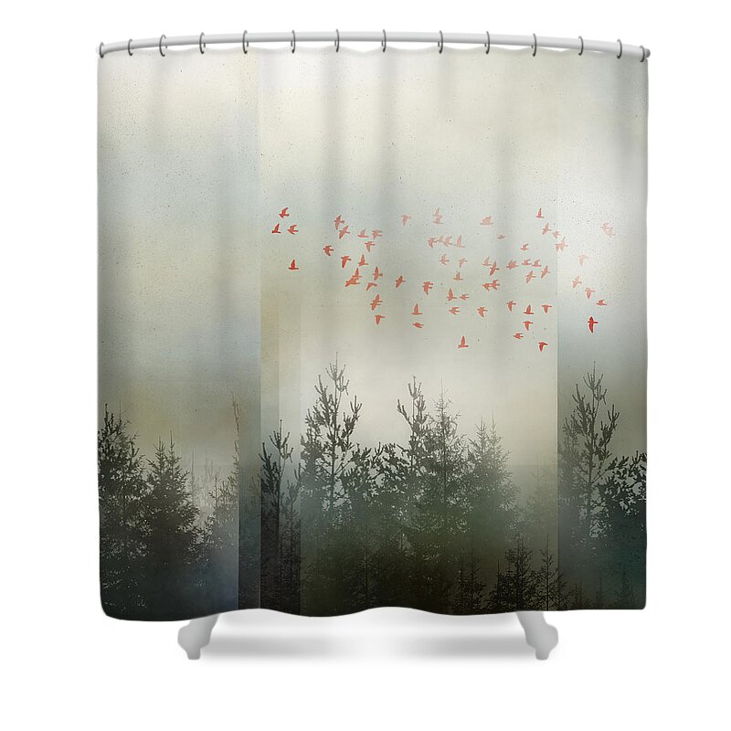 Landscape Shower Curtain featuring the digital art DreamState by Katherine Smit