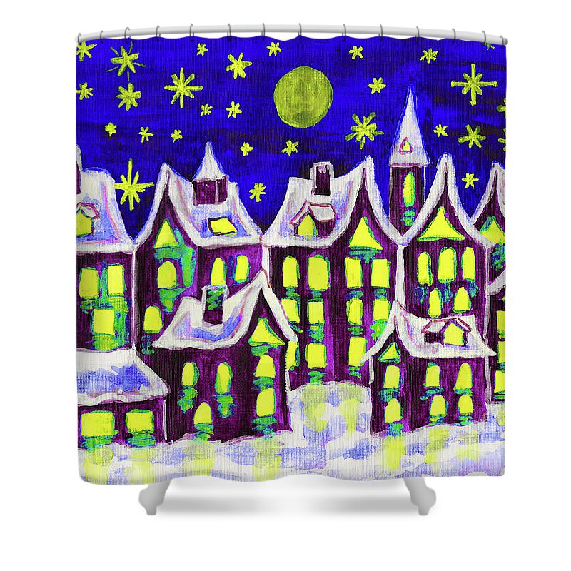 Visual Shower Curtain featuring the painting Dreamstown lilac, painting by Irina Afonskaya