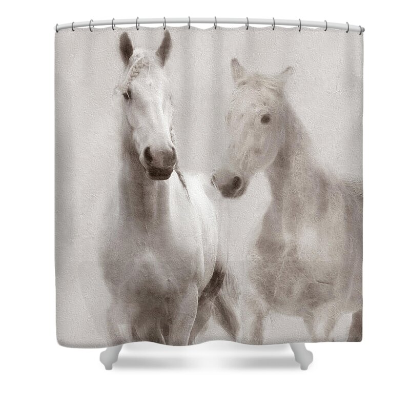 Horses Shower Curtain featuring the photograph Dreamy Horses by Michele A Loftus