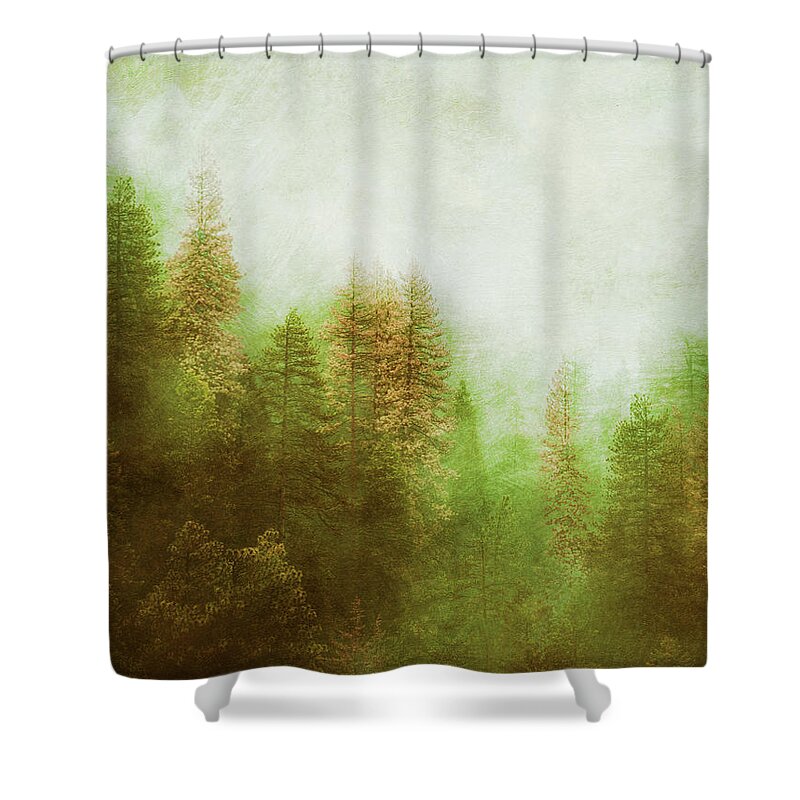 Nature Shower Curtain featuring the digital art Dreamy Summer Forest by Klara Acel