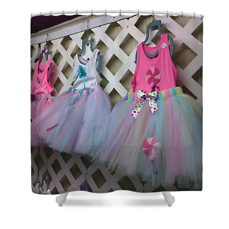 Mighty Sight Studio Shower Curtain featuring the digital art Dress for Three by Steve Sperry