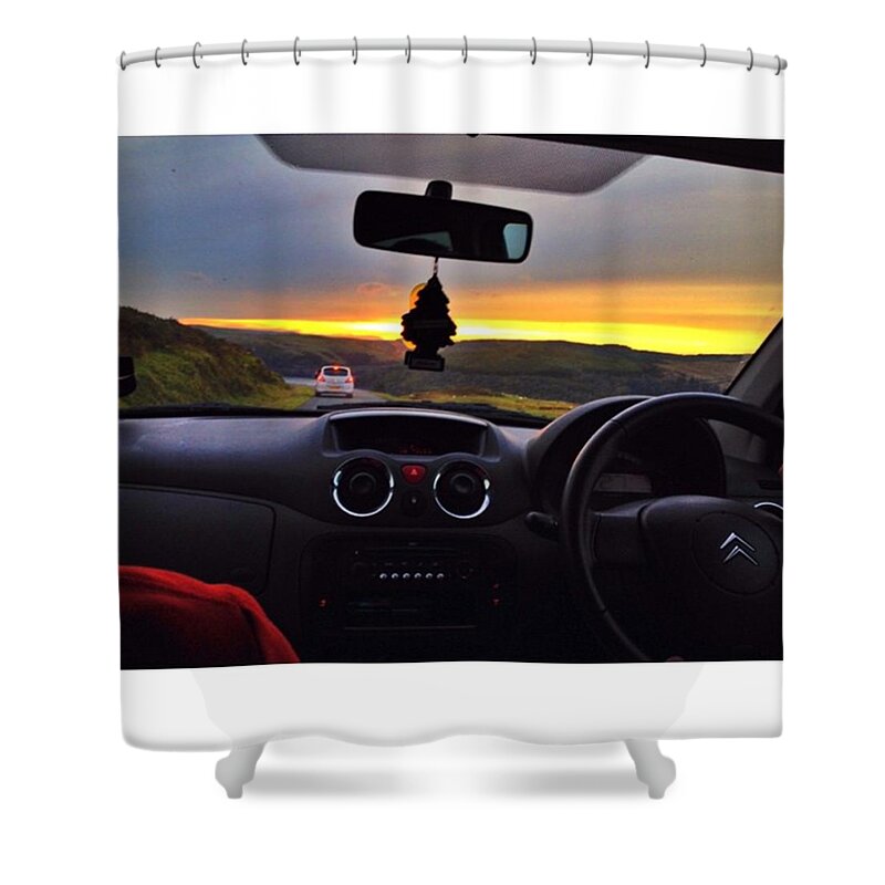 Beautiful Shower Curtain featuring the photograph Driving Around The Dam Is The by Tai Lacroix