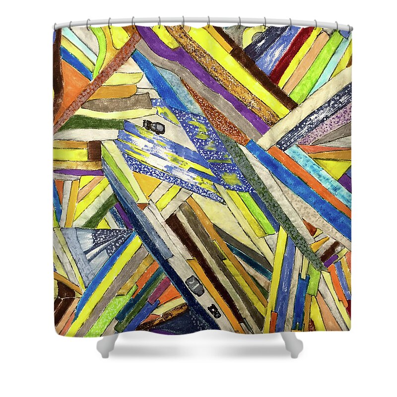 Expressionist Shower Curtain featuring the painting Driving My Baby Back Home by Dennis Ellman