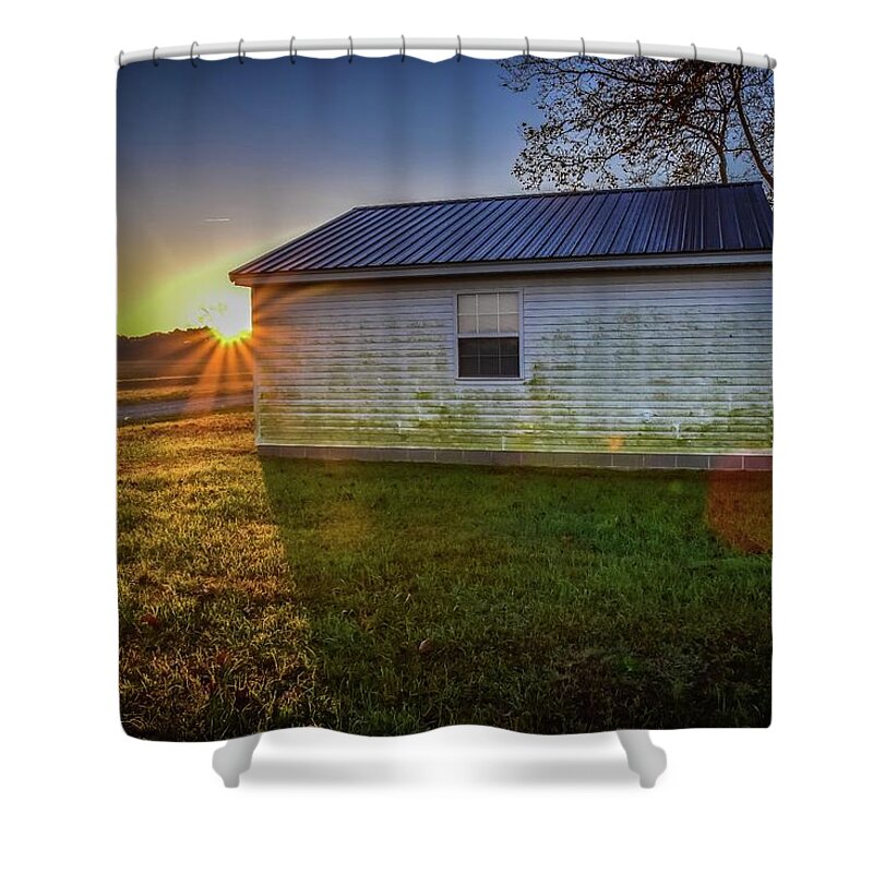 Sunrise Shower Curtain featuring the photograph Drop Zone Sunrise by Larkin's Balcony Photography