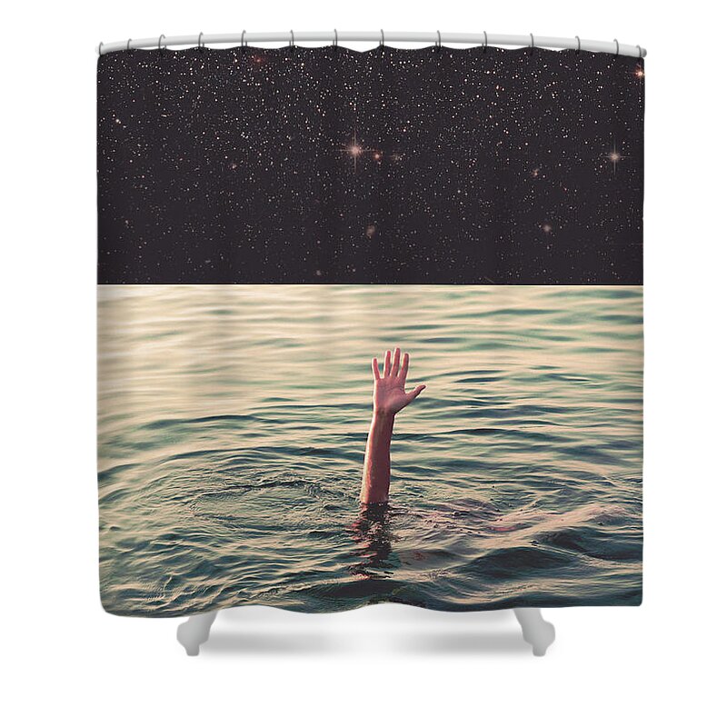 Collage Shower Curtain featuring the photograph Drowned in space by Fran Rodriguez