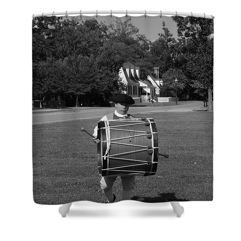 Colonial Shower Curtain featuring the photograph Drummer Boy by Eric Liller