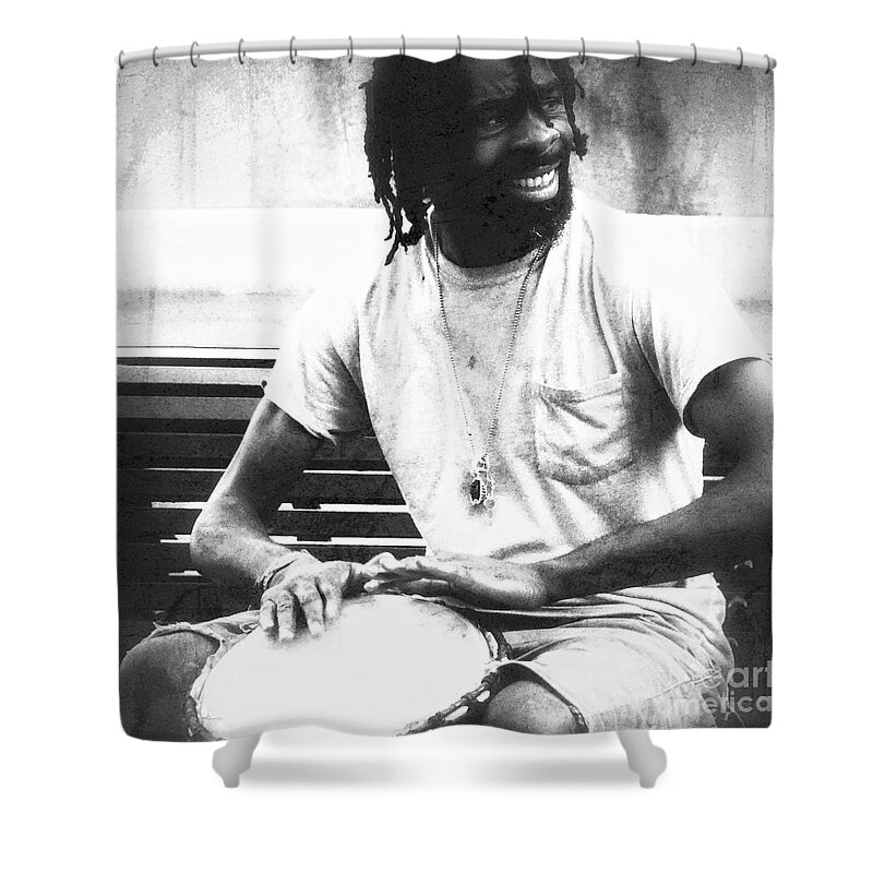 Performer Shower Curtain featuring the photograph Drummer by Paul Wilford