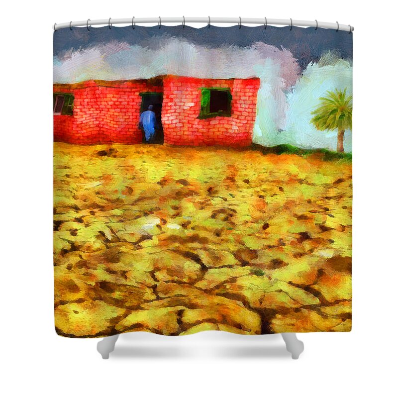 Dry Land Shower Curtain featuring the painting Dry land by George Rossidis