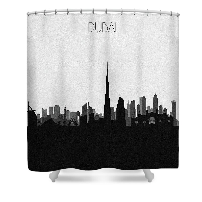 Dubai Shower Curtain featuring the digital art Dubai Cityscape Art by Inspirowl Design