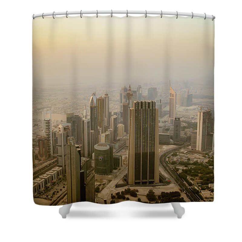 Dubai Shower Curtain featuring the photograph Dubai Skyline at Evening by Aashish Vaidya