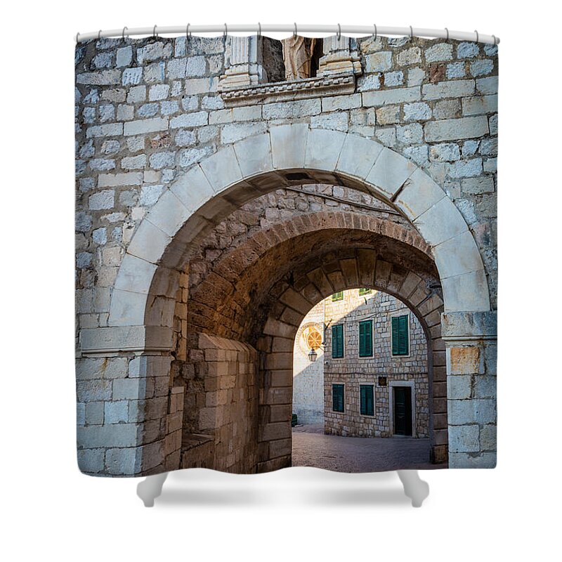 Adriatic Shower Curtain featuring the photograph Dubrovnik Entrance by Inge Johnsson