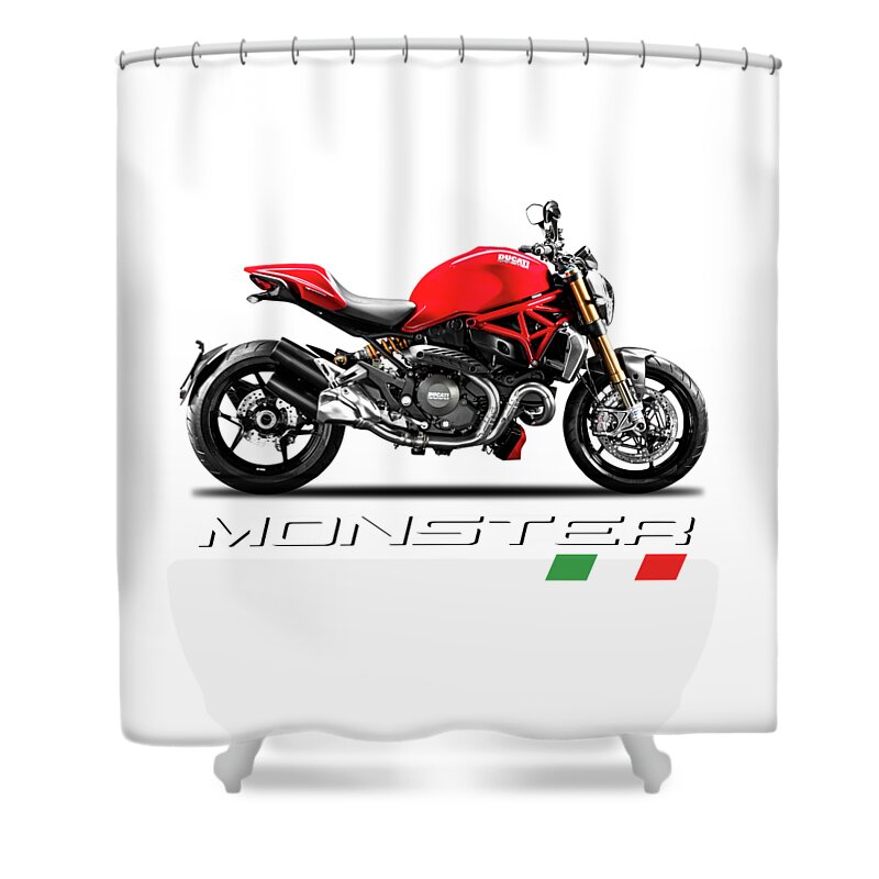 Ducati Monster Shower Curtain featuring the digital art Ducati Monster by Mark Rogan
