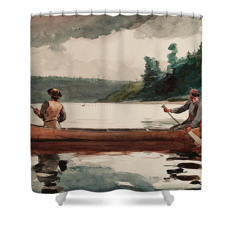 Duck hunting Shower Curtain by Winslow Homer - Pixels