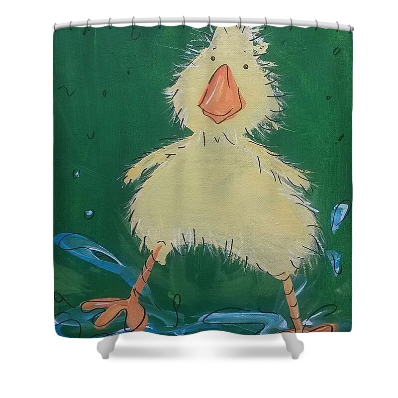 Duck Shower Curtain featuring the painting Duckling 1 by Terri Einer